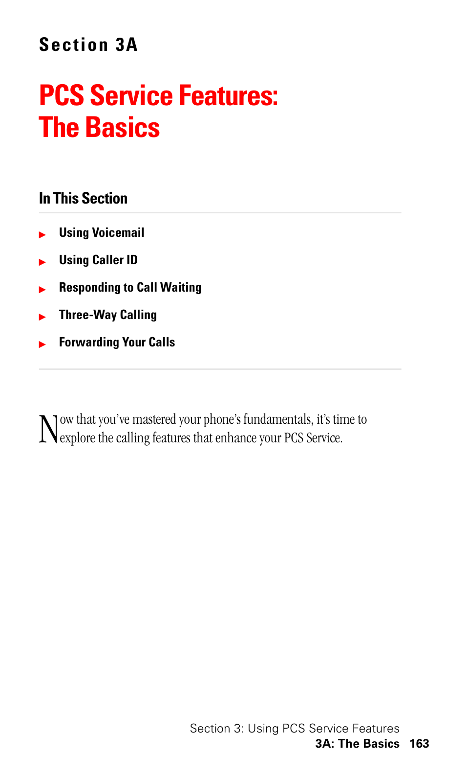 Pcs service features: the basics | Samsung SPH-I330 User Manual | Page 167 / 206