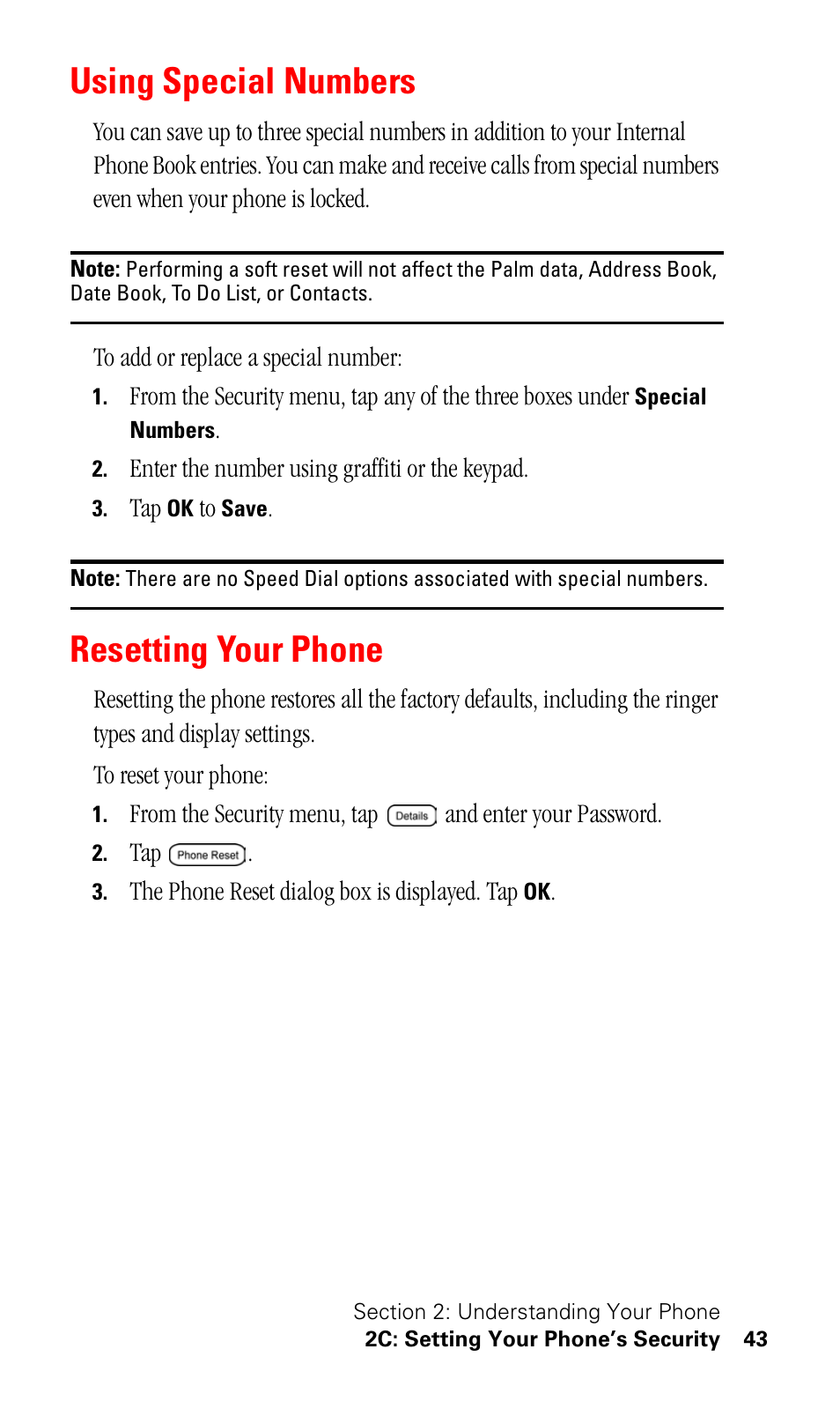 Using special numbers, Resetting your phone | Samsung SPH-I330 User Manual | Page 47 / 206