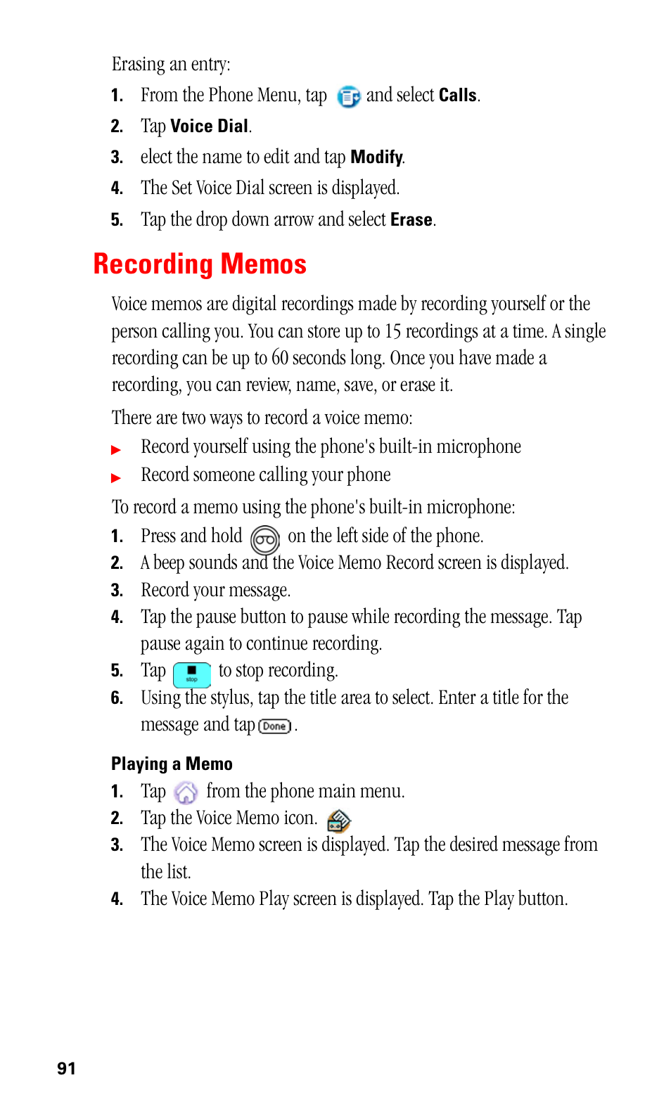 Recording memos | Samsung SPH-I330 User Manual | Page 95 / 206
