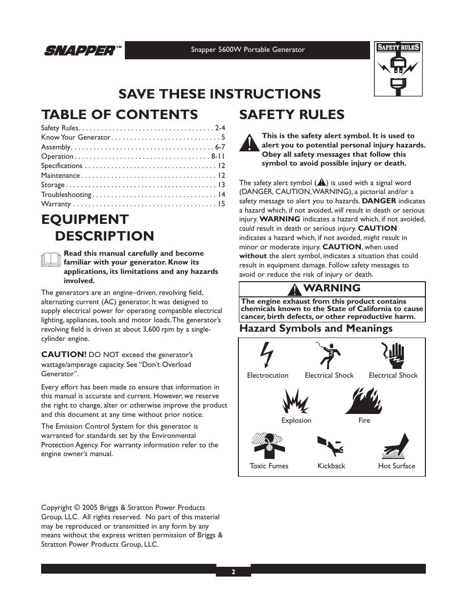 Snapper 30215 User Manual | Page 2 / 28
