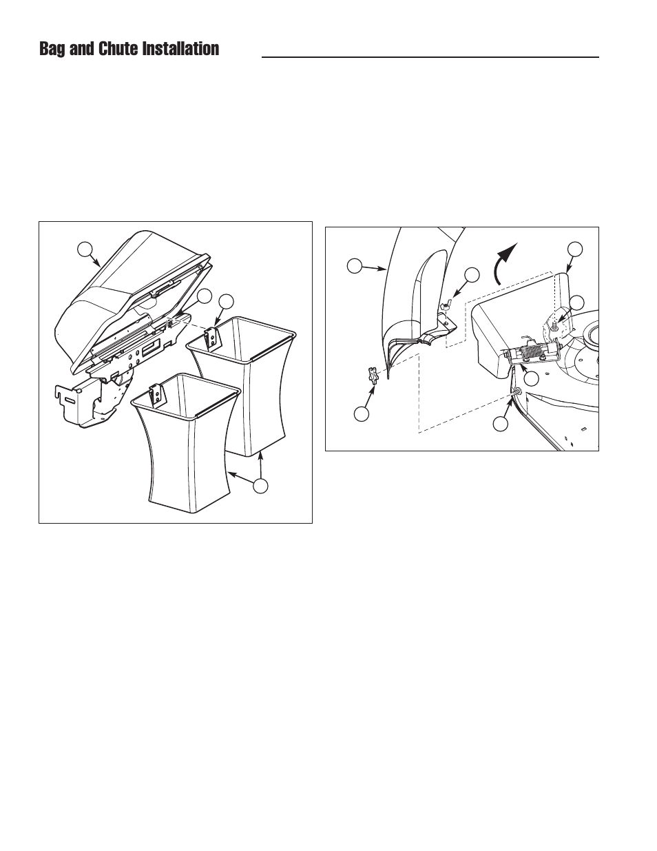 Bag and chute installation | Snapper Clean Sweep Twin Catcher User Manual | Page 10 / 14