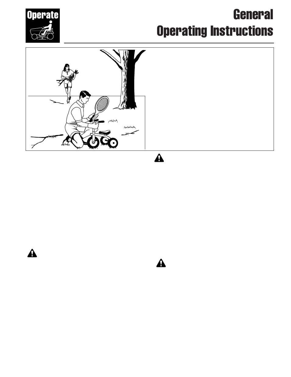 General operating instructions, Warning, Caution | Snapper Clean Sweep Twin Catcher User Manual | Page 5 / 14