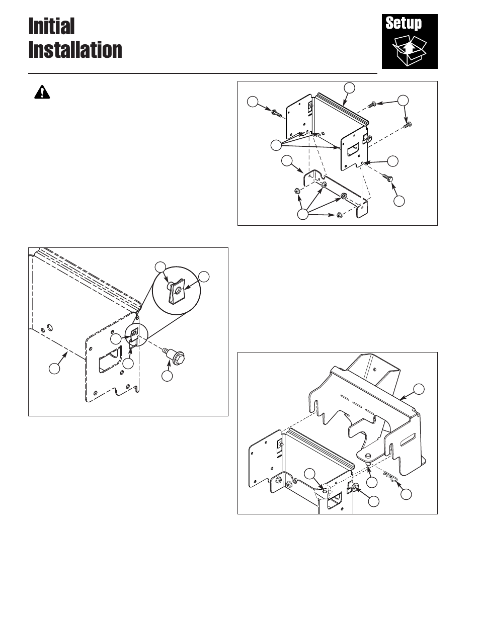 Initial installation, Warning | Snapper Clean Sweep Twin Catcher User Manual | Page 6 / 14