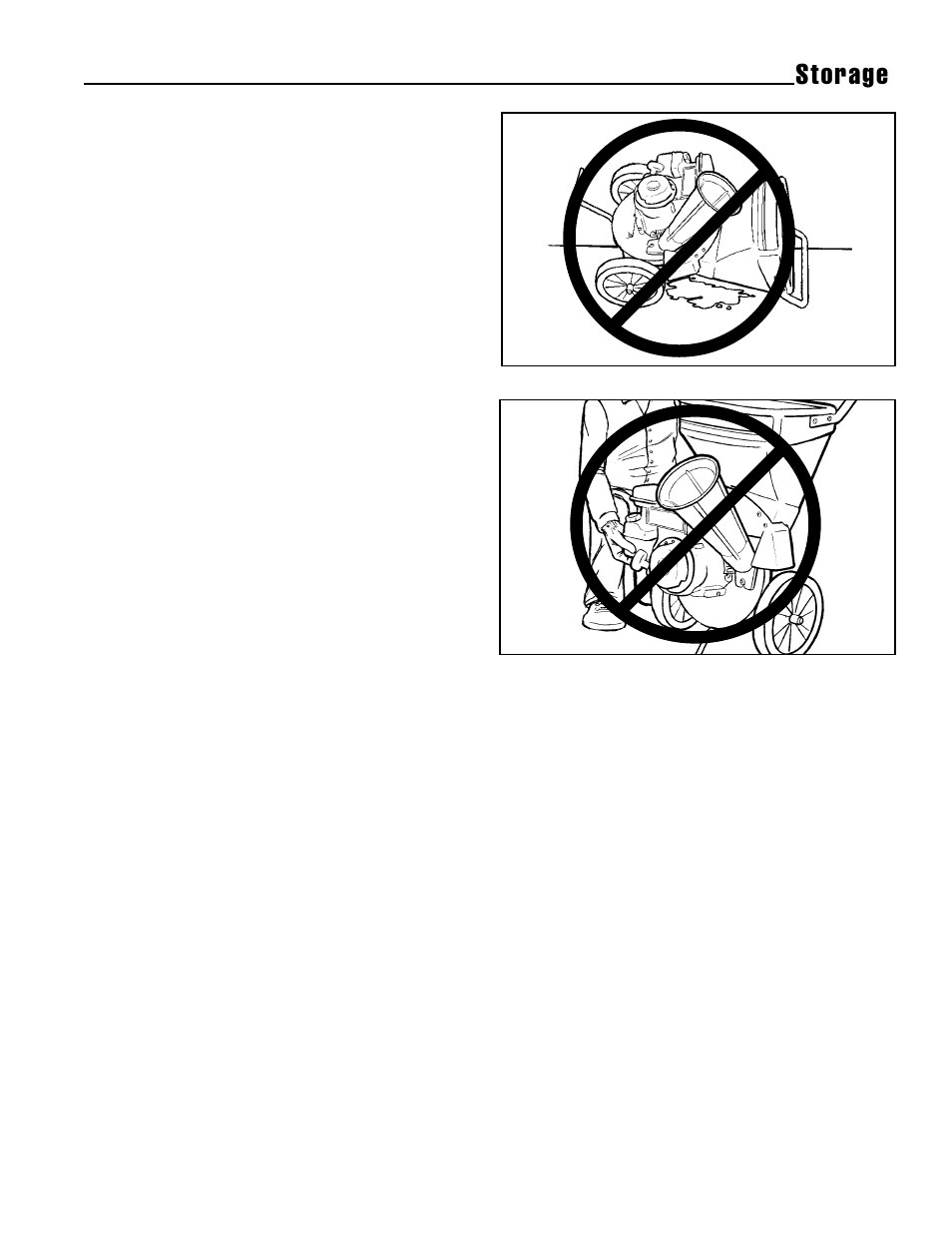 Storage, Temporary storage, Long term storage | Snapper 5/14 User Manual | Page 20 / 27