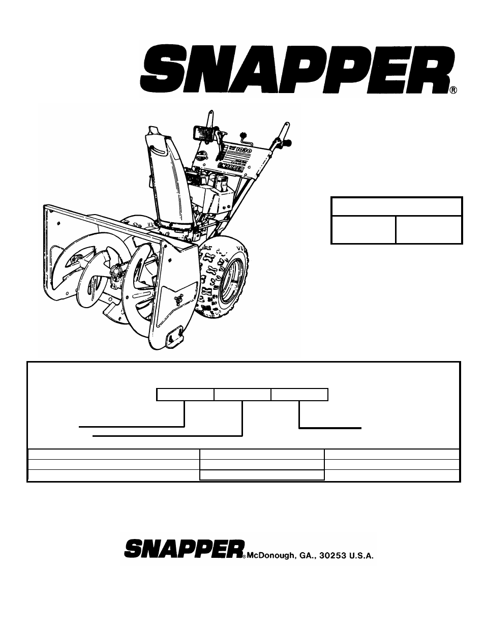 Snapper 9265 User Manual | 24 pages