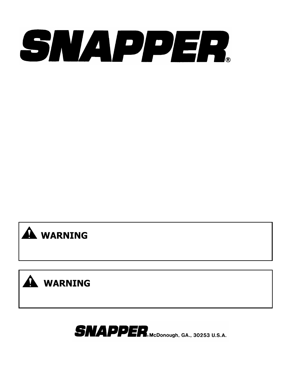 Two stage large frame snow thrower series 5, Safety instructions & operator’s manual for, Warning | Important | Snapper 9265 User Manual | Page 24 / 24