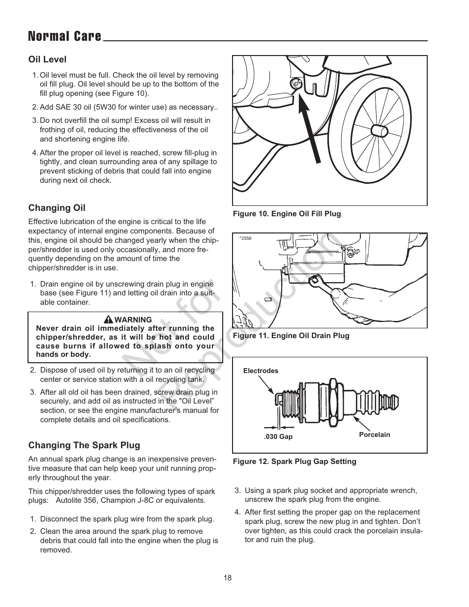Not for reproduction, Normal care | Snapper 5/14 SERIES User Manual | Page 18 / 28