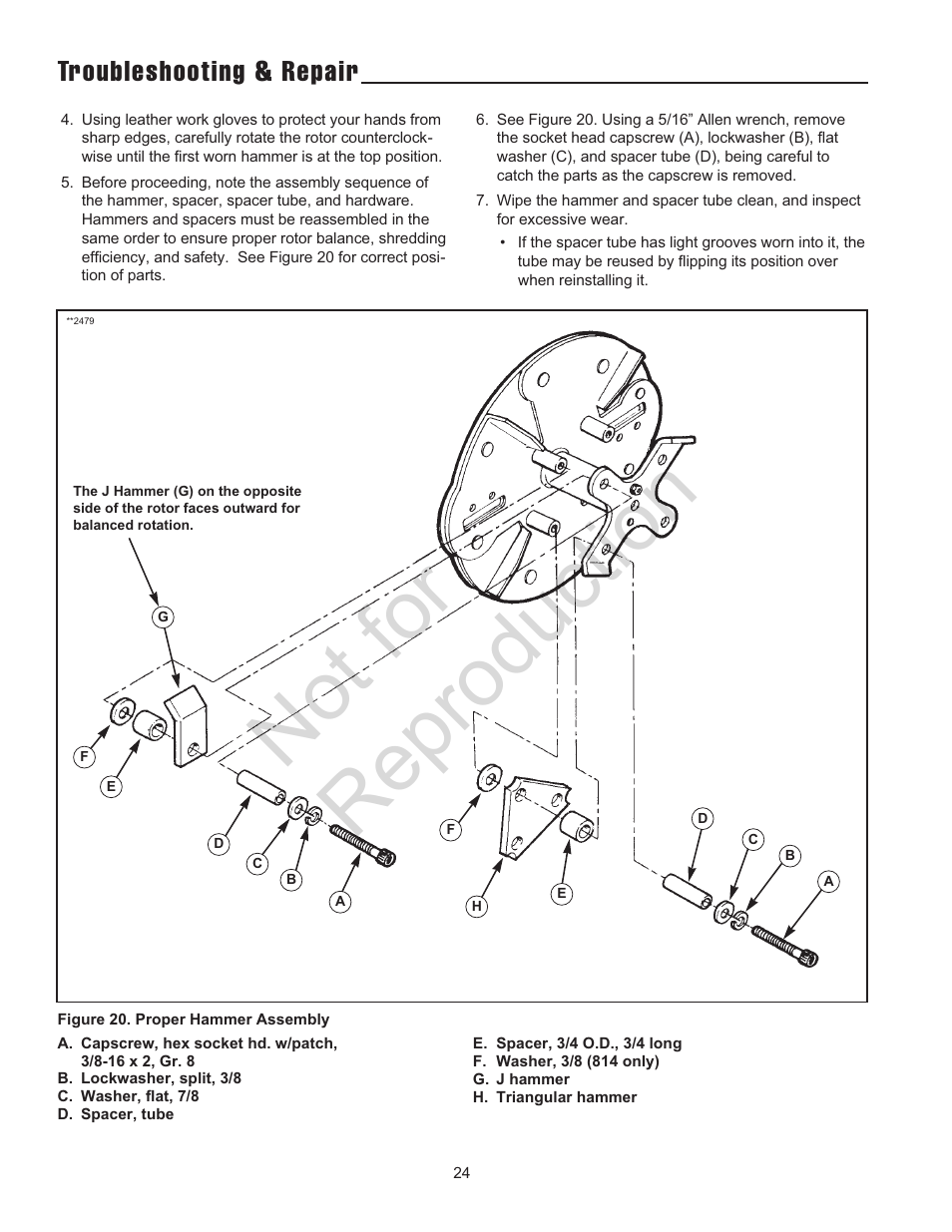 Not for reproduction, Troubleshooting & repair | Snapper 5/14 SERIES User Manual | Page 24 / 28