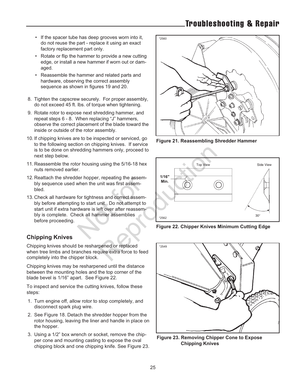 Not for reproduction, Troubleshooting & repair | Snapper 5/14 SERIES User Manual | Page 25 / 28