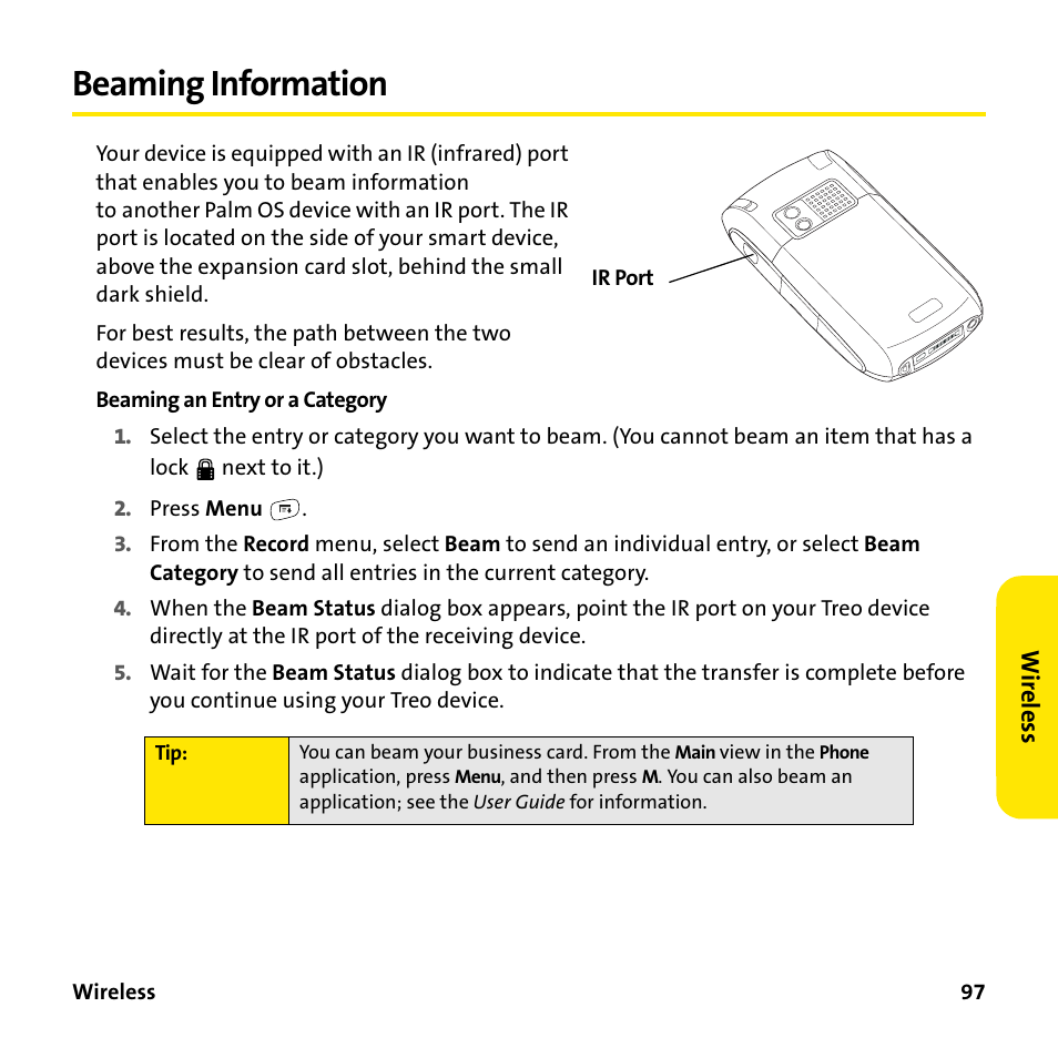 Beaming information | Sprint Nextel 755P User Manual | Page 103 / 130