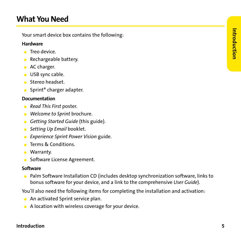 What you need | Sprint Nextel 755P User Manual | Page 11 / 130