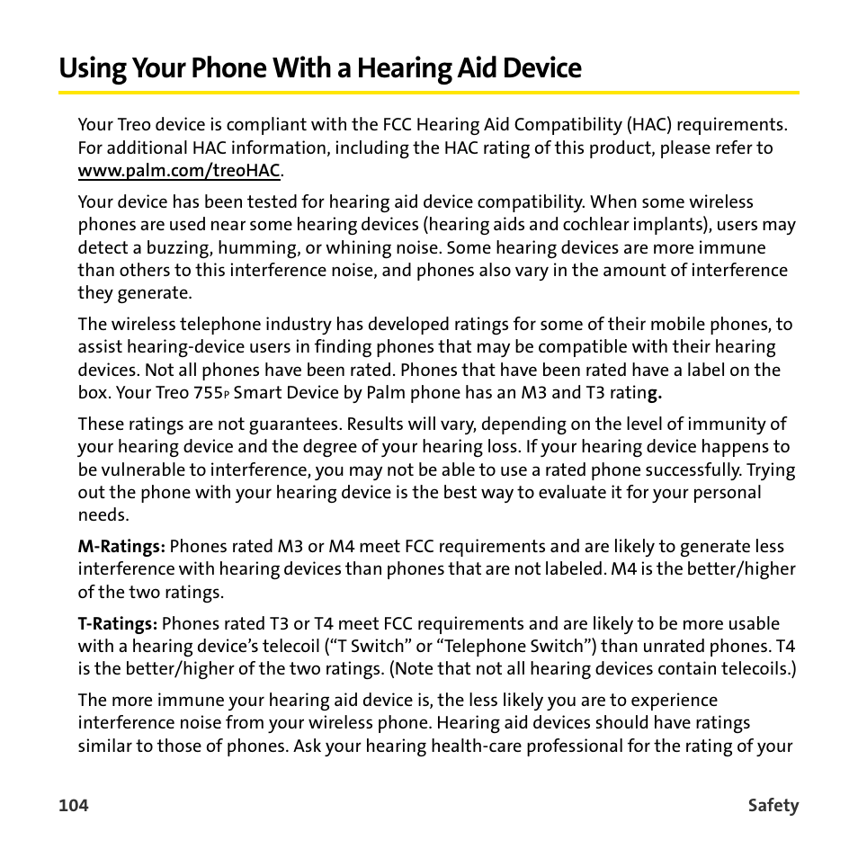 Using your phone with a hearing aid device | Sprint Nextel 755P User Manual | Page 110 / 130