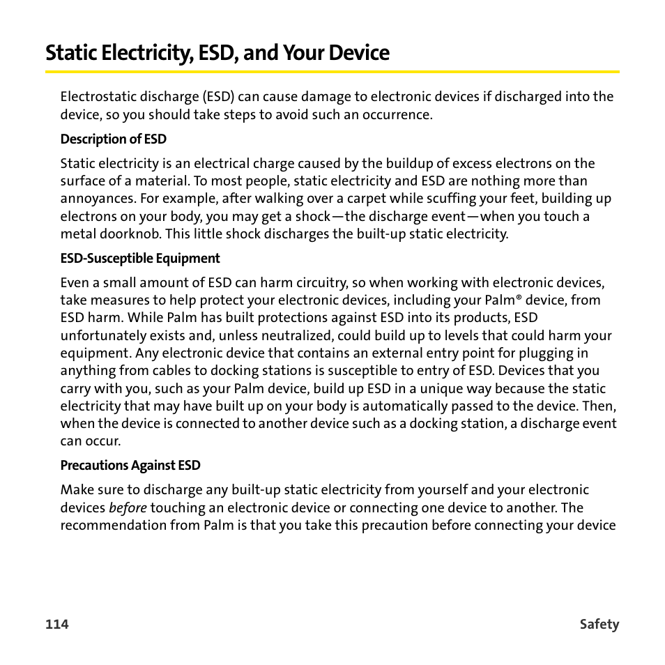 Static electricity, esd, and your device | Sprint Nextel 755P User Manual | Page 120 / 130