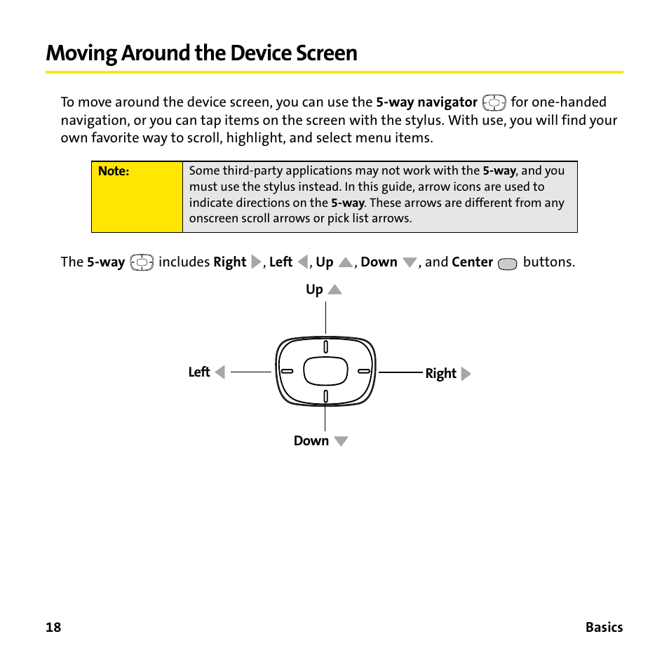 Moving around the device screen | Sprint Nextel 755P User Manual | Page 24 / 130