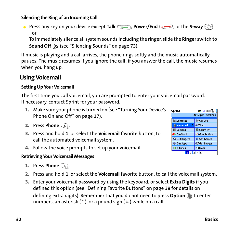 Using voicemail | Sprint Nextel 755P User Manual | Page 38 / 130