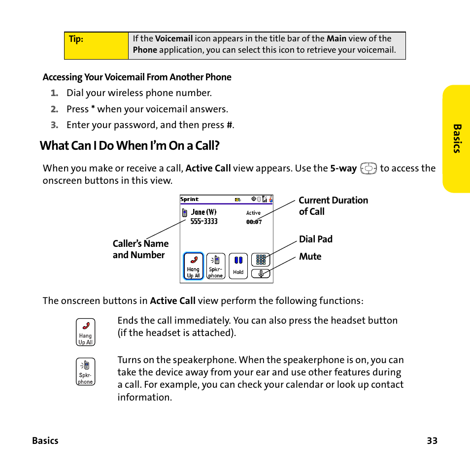 What can i do when i’m on a call | Sprint Nextel 755P User Manual | Page 39 / 130