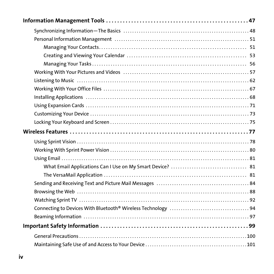 Sprint Nextel 755P User Manual | Page 4 / 130