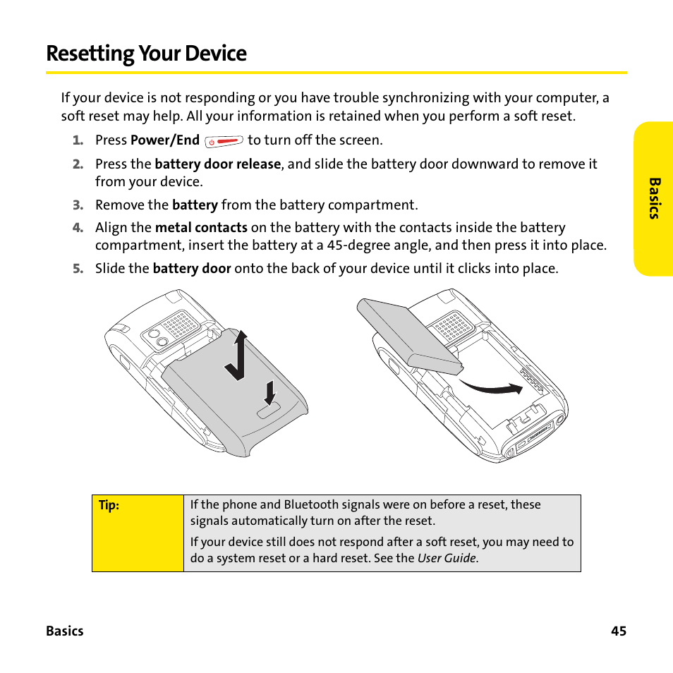 Resetting your device | Sprint Nextel 755P User Manual | Page 51 / 130