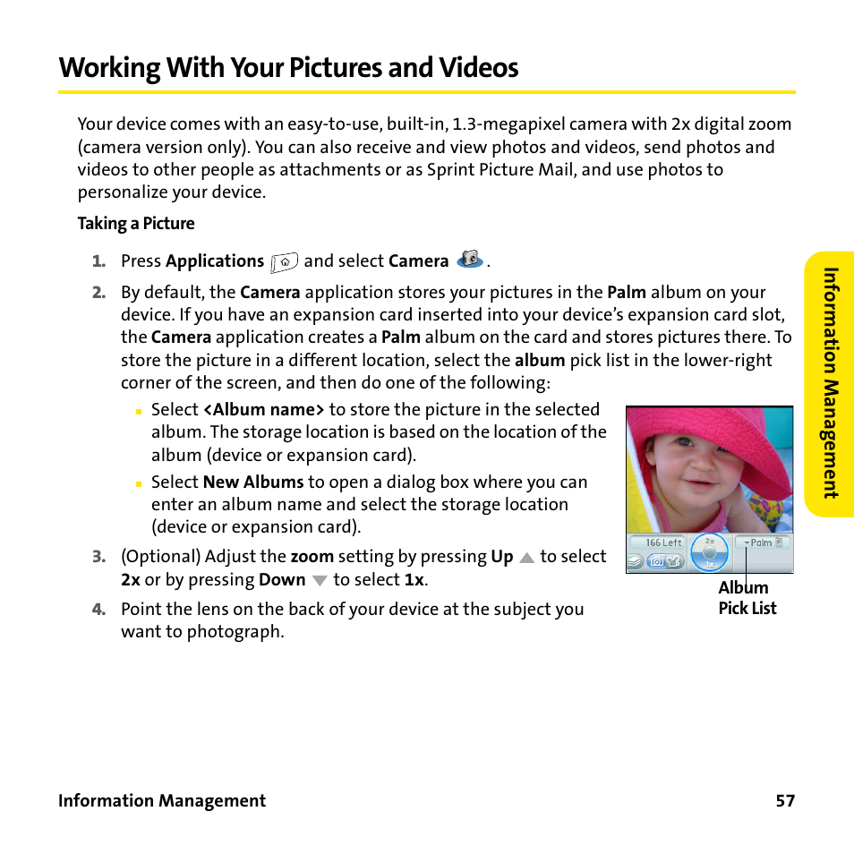 Working with your pictures and videos | Sprint Nextel 755P User Manual | Page 63 / 130