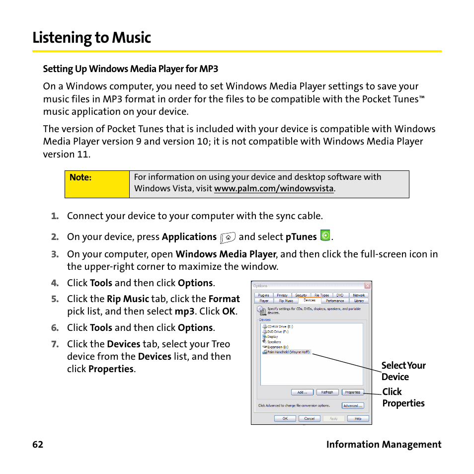 Listening to music | Sprint Nextel 755P User Manual | Page 68 / 130