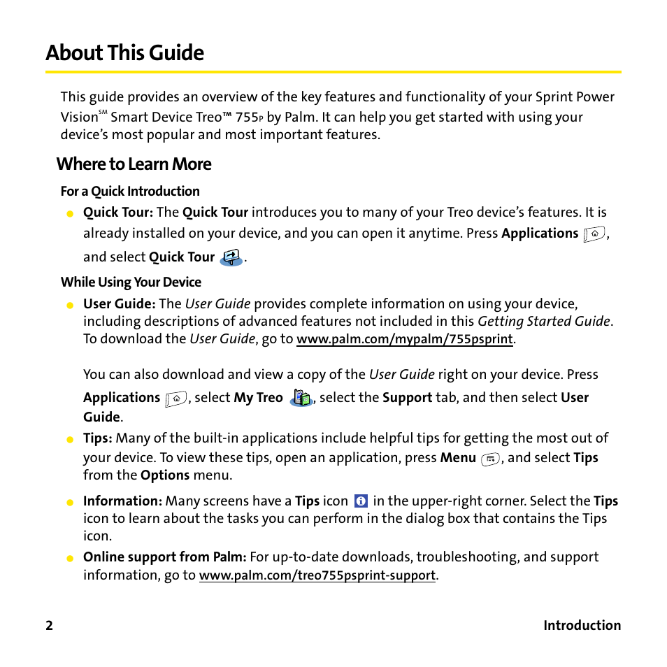 About this guide, Where to learn more | Sprint Nextel 755P User Manual | Page 8 / 130
