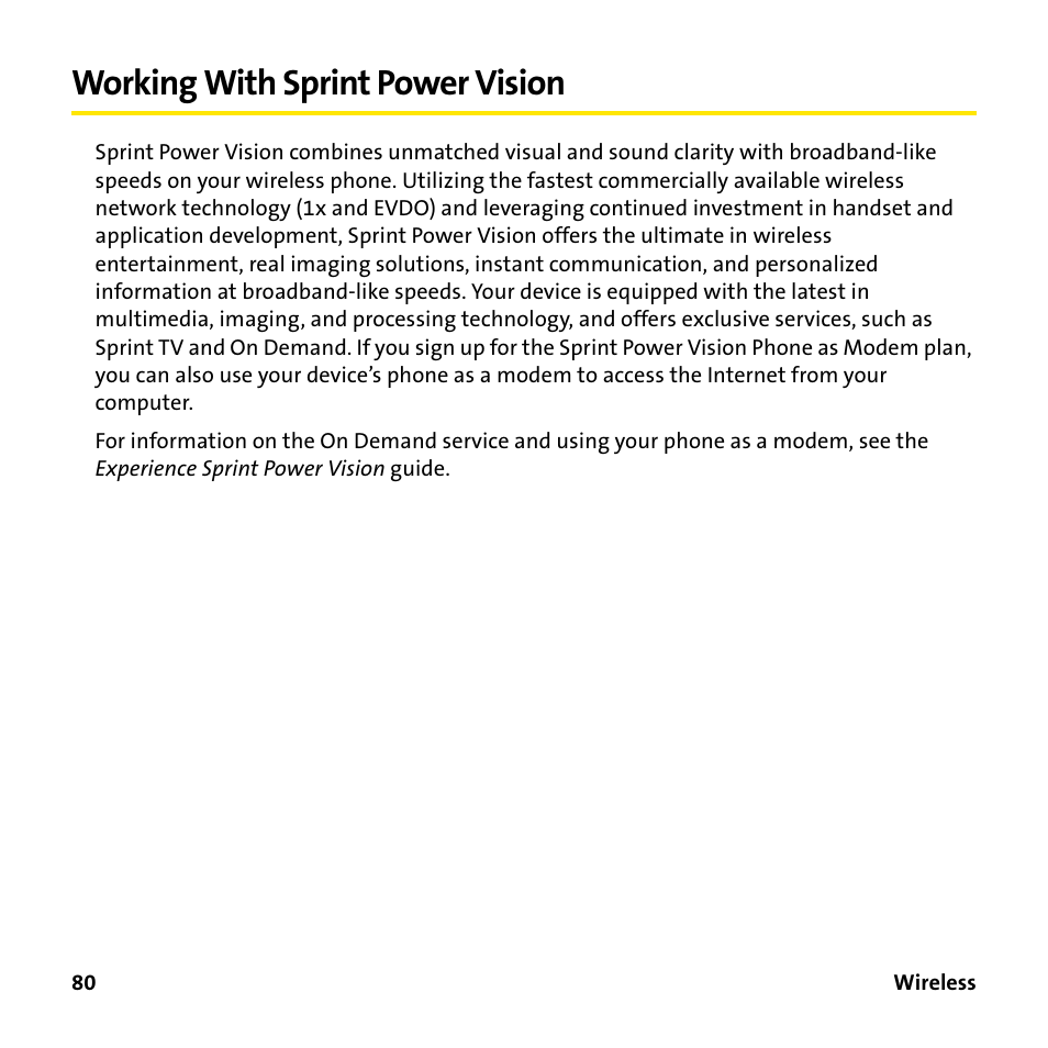 Working with sprint power vision | Sprint Nextel 755P User Manual | Page 86 / 130