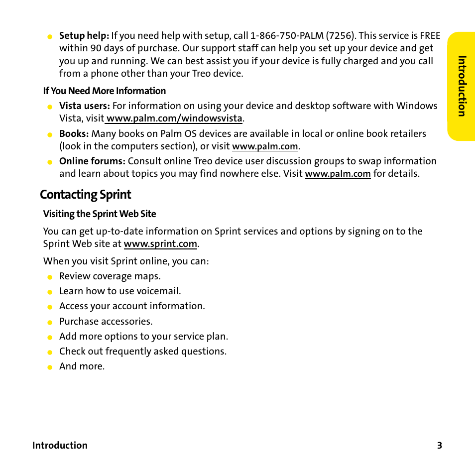 Contacting sprint | Sprint Nextel 755P User Manual | Page 9 / 130