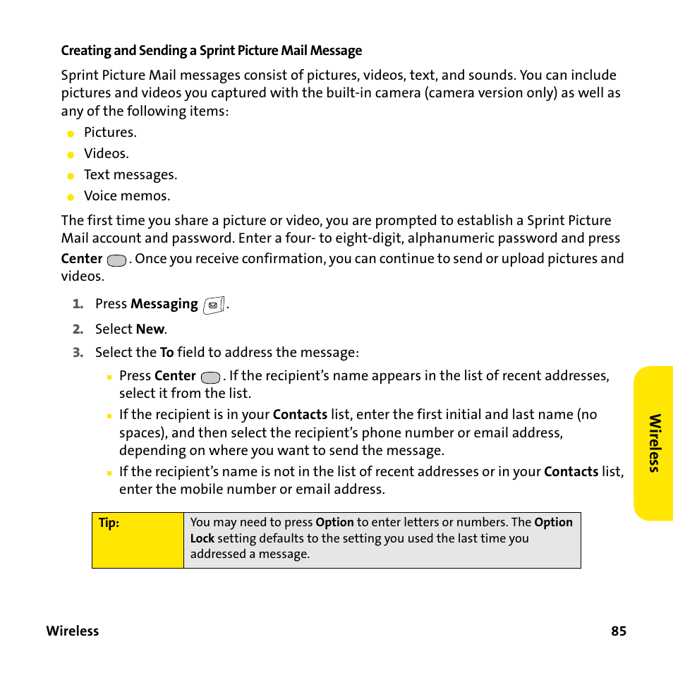 Wi re le ss | Sprint Nextel 755P User Manual | Page 91 / 130