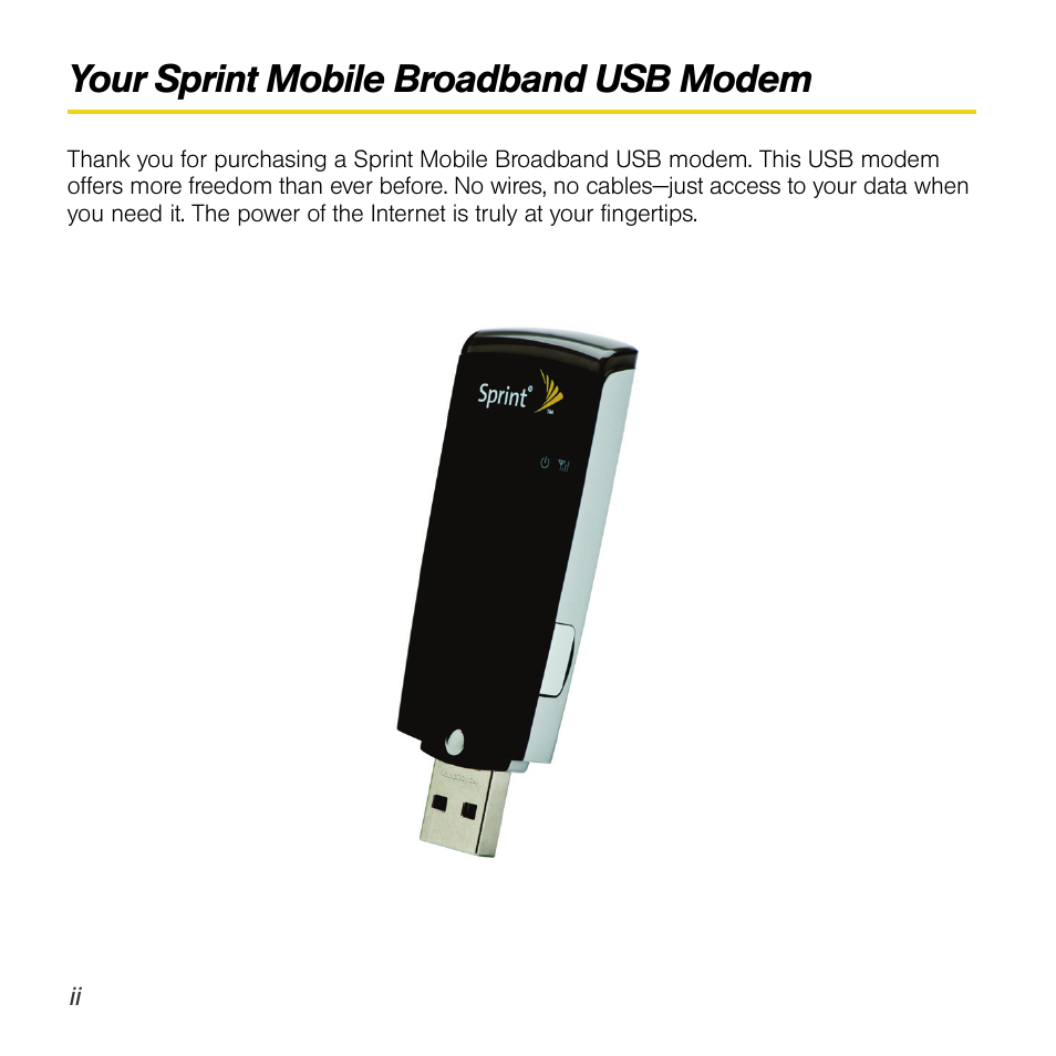 Your sprint mobile broadband usb modem | Sprint Nextel Compass 597 User Manual | Page 6 / 44