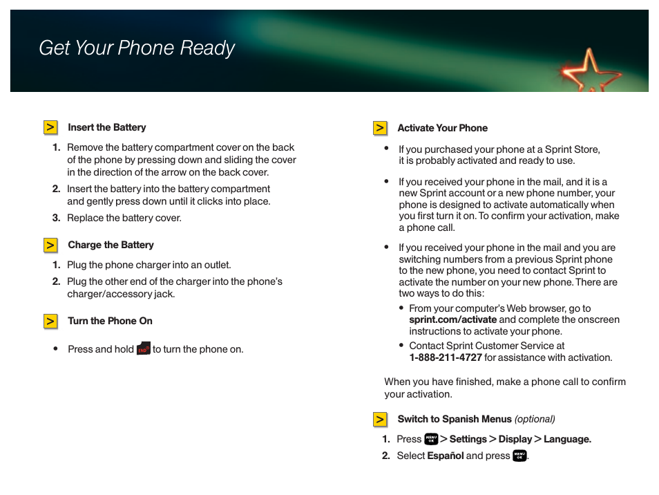 Get your phone ready | Sprint Nextel M320 User Manual | Page 3 / 13