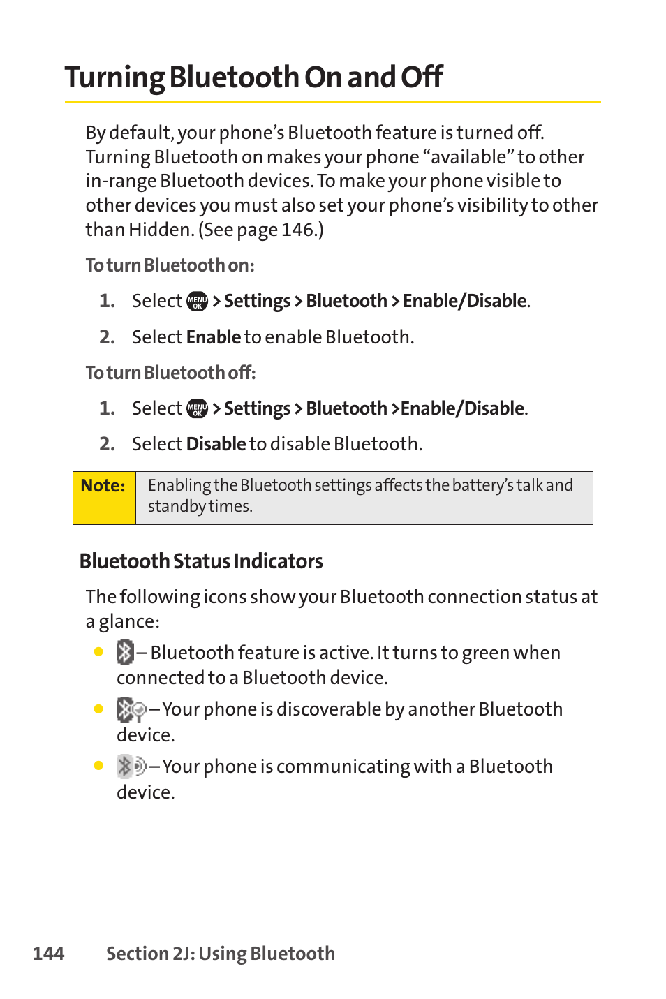 Turning bluetooth on and off | Sprint Nextel Telephone User Manual | Page 160 / 236