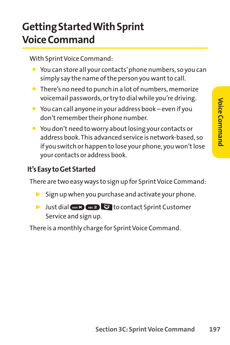 Getting started with sprint voice command, It’s easy to get started | Sprint Nextel Telephone User Manual | Page 213 / 236