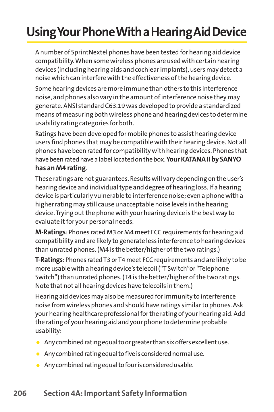 Using your phone with a hearing aid device | Sprint Nextel Telephone User Manual | Page 222 / 236