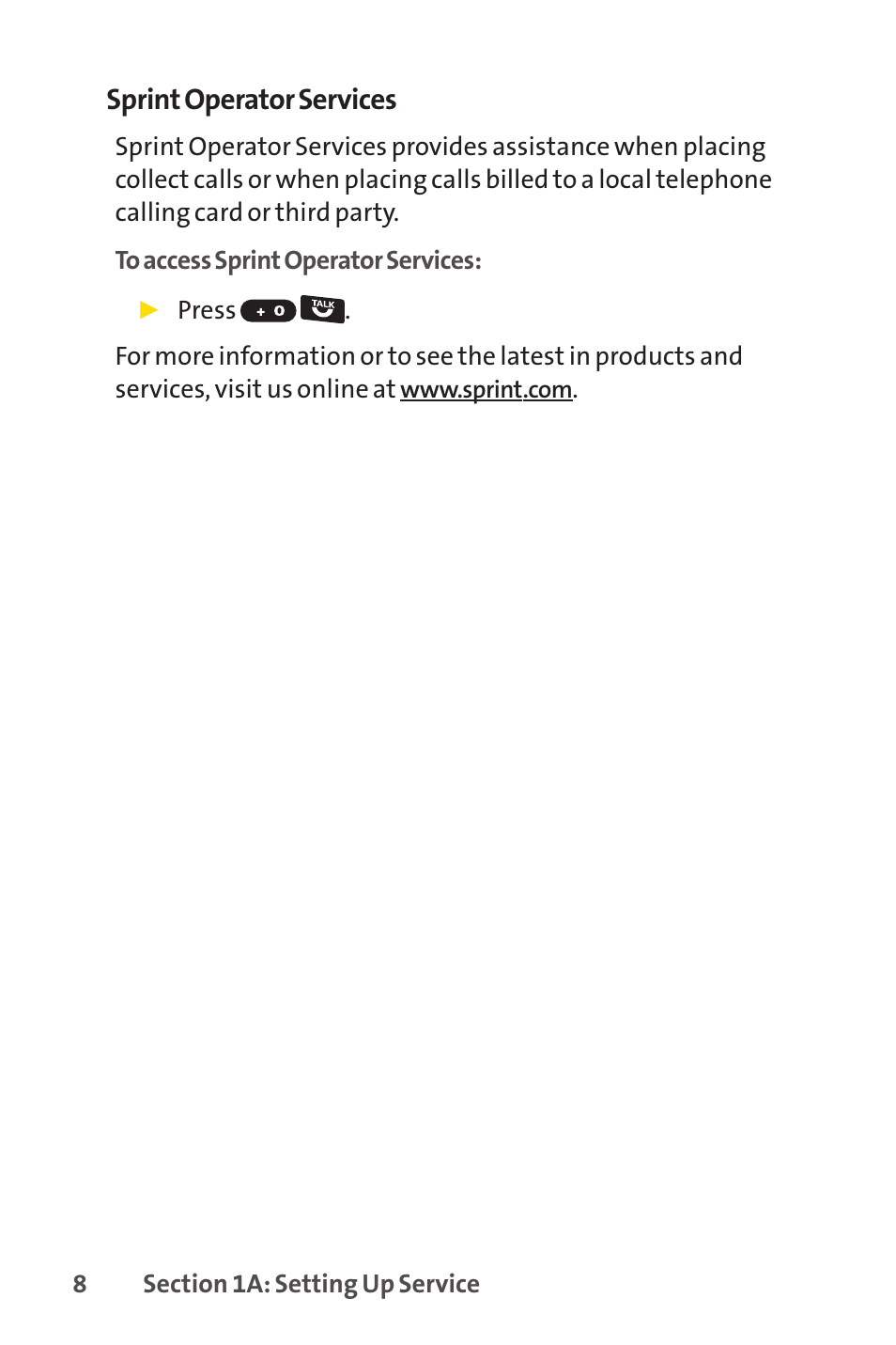 Sprint operator services | Sprint Nextel Telephone User Manual | Page 24 / 236