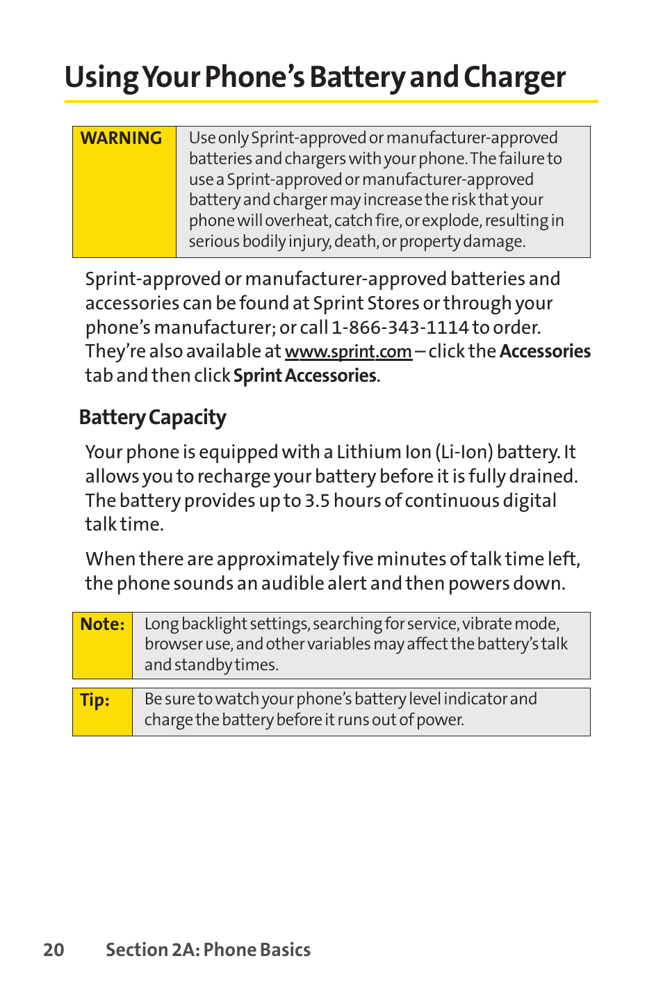 Using your phone's battery and charger, Using your phone’s battery and charger | Sprint Nextel Telephone User Manual | Page 36 / 236