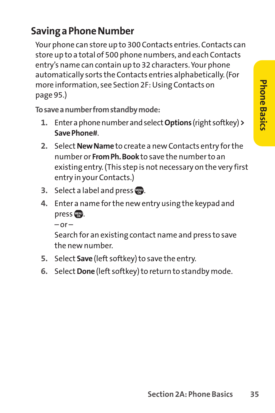 Saving a phone number | Sprint Nextel Telephone User Manual | Page 51 / 236