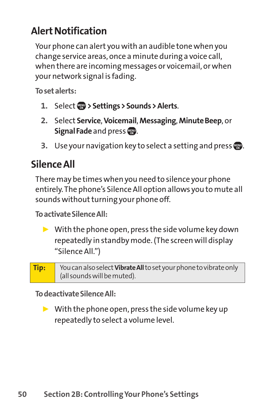 Alert notification, Silence all | Sprint Nextel Telephone User Manual | Page 66 / 236
