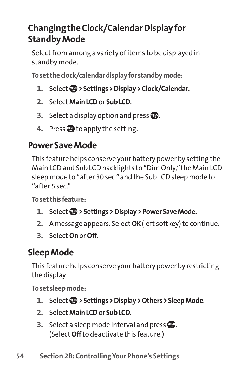 Power save mode, Sleep mode | Sprint Nextel Telephone User Manual | Page 70 / 236