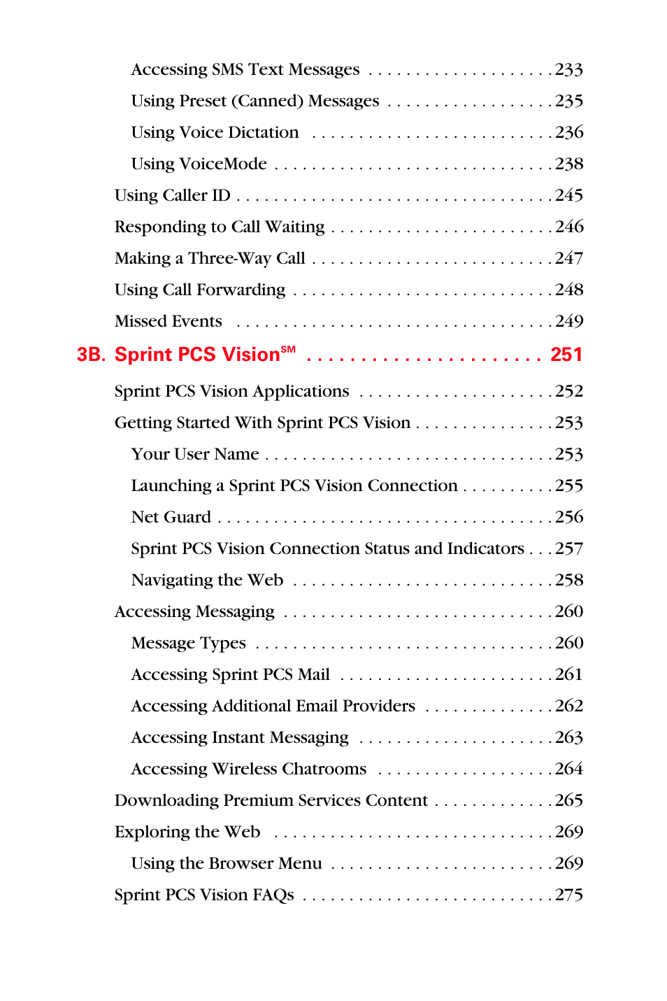 3b. sprint pcs visionsm 251 | Sprint Nextel MM-A800 User Manual | Page 10 / 318