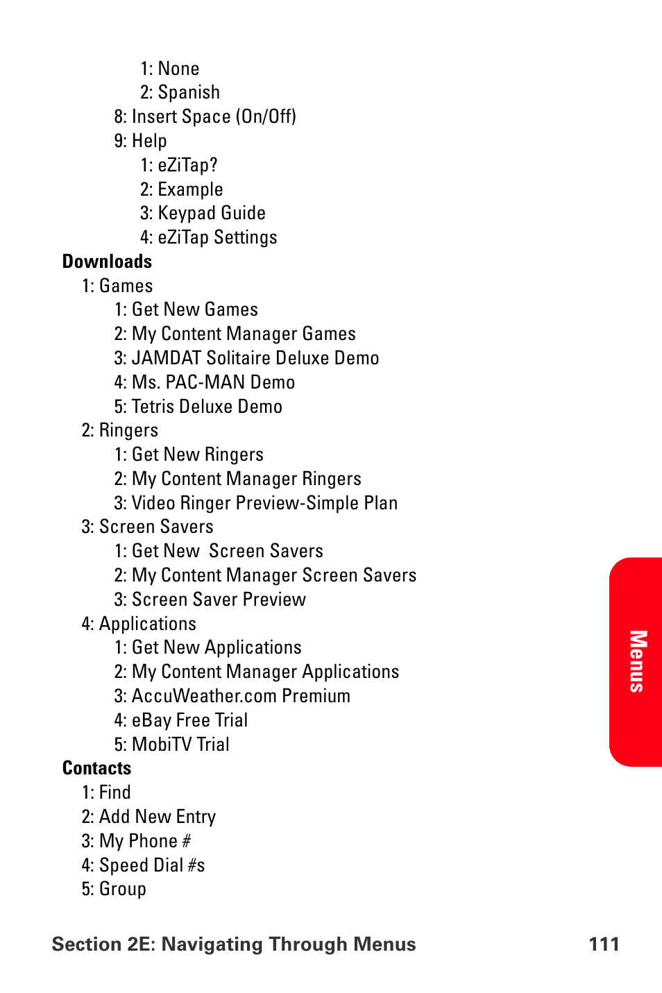 Menu s | Sprint Nextel MM-A800 User Manual | Page 125 / 318