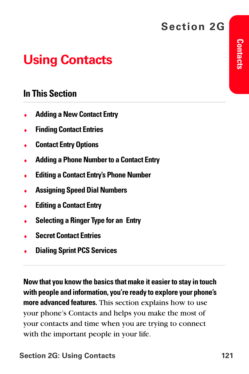 Using contacts, 2g. using contacts, Conta c ts | Sprint Nextel MM-A800 User Manual | Page 135 / 318