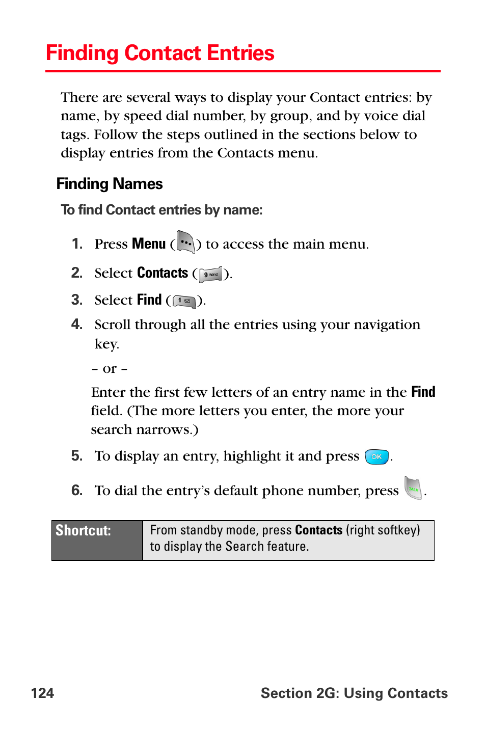 Finding contact entries | Sprint Nextel MM-A800 User Manual | Page 138 / 318