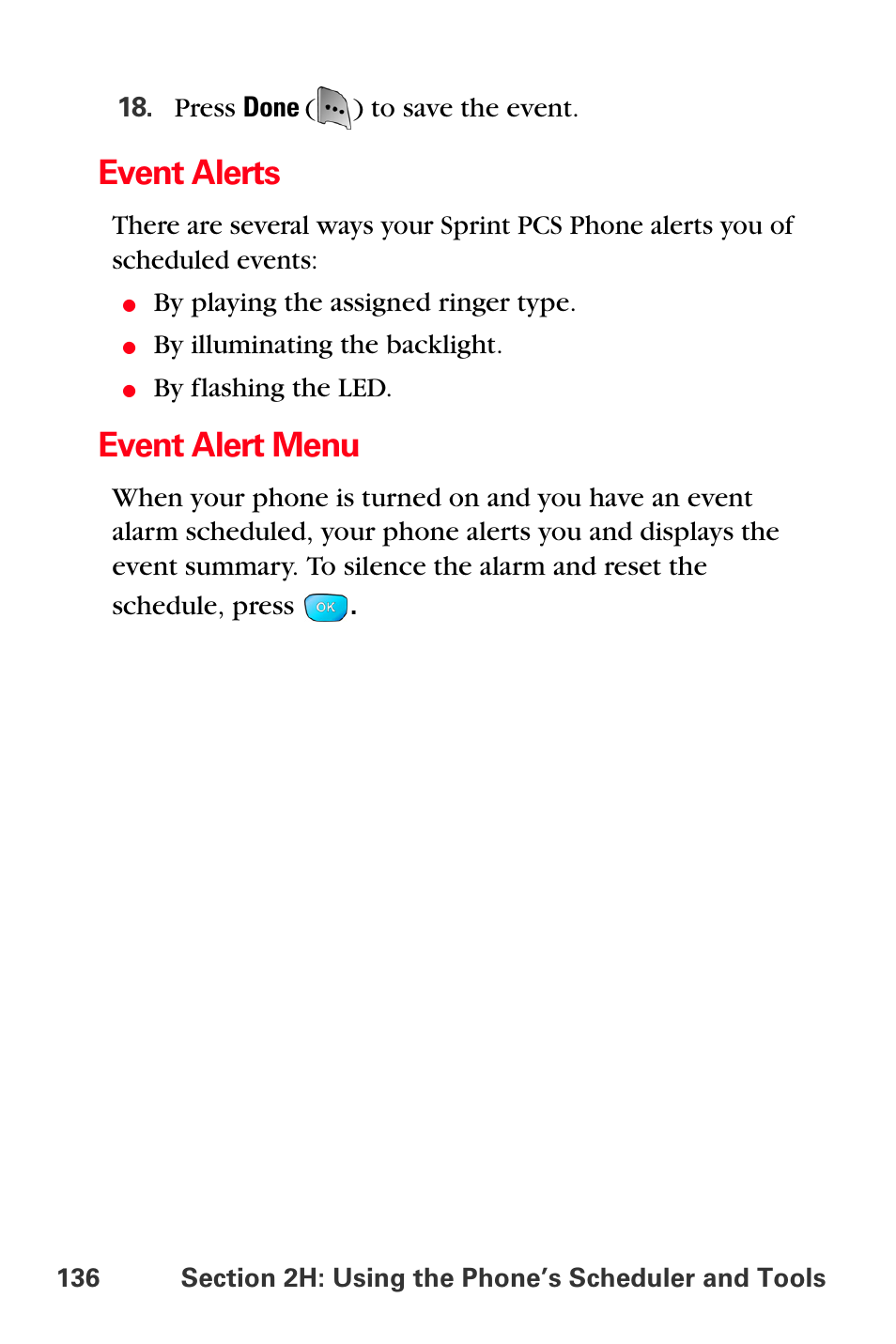 Event alerts, Event alert menu | Sprint Nextel MM-A800 User Manual | Page 150 / 318