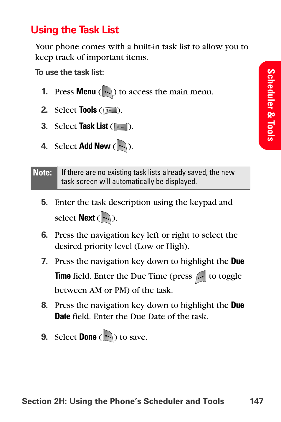 Using the task list | Sprint Nextel MM-A800 User Manual | Page 161 / 318