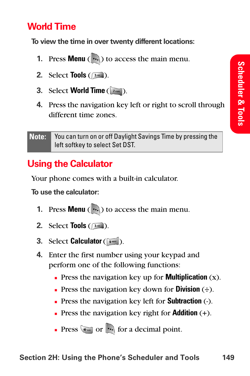 World time, Using the calculator | Sprint Nextel MM-A800 User Manual | Page 163 / 318