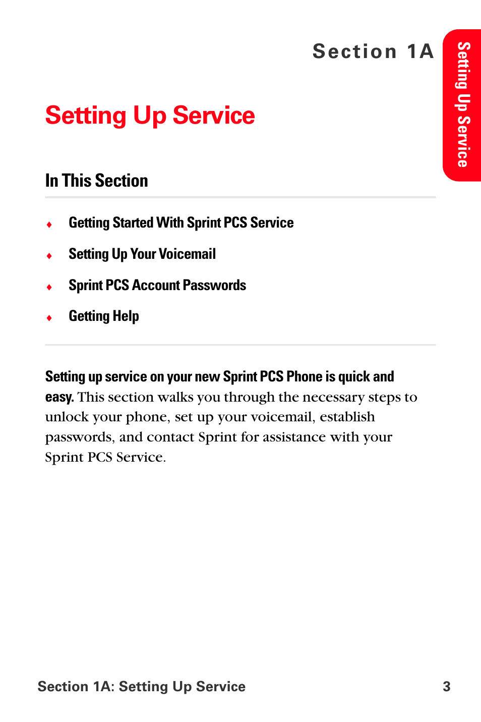 Setting up service, 1a. setting up service | Sprint Nextel MM-A800 User Manual | Page 17 / 318