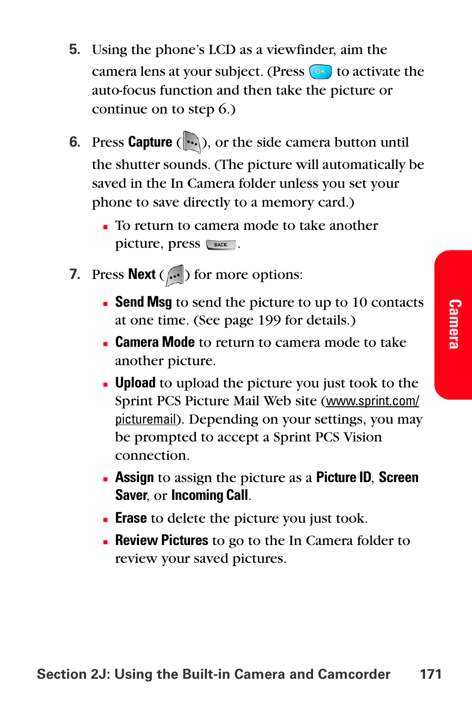 Camer a | Sprint Nextel MM-A800 User Manual | Page 185 / 318