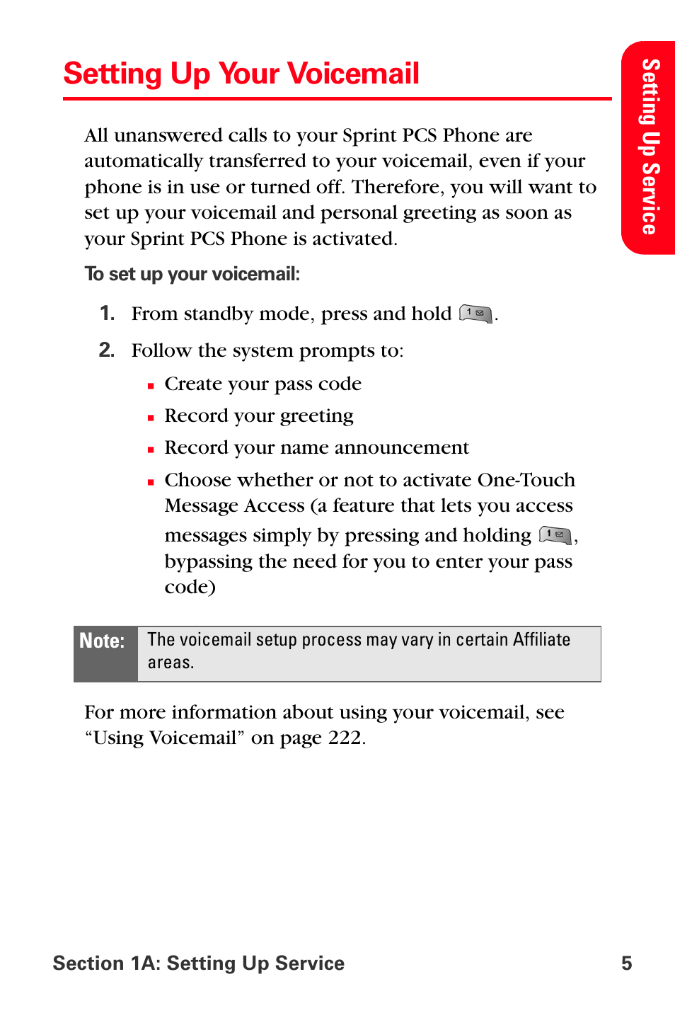 Setting up your voicemail | Sprint Nextel MM-A800 User Manual | Page 19 / 318