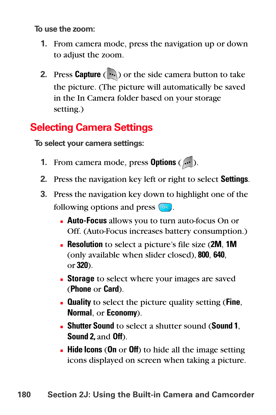 Selecting camera settings | Sprint Nextel MM-A800 User Manual | Page 194 / 318