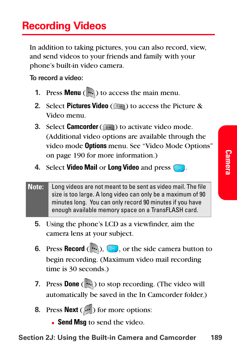 Recording videos | Sprint Nextel MM-A800 User Manual | Page 203 / 318